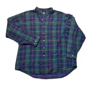 L.L. Bean Vintage USA Made Cotton Tartan Plaid Flannel Button Shirt XL